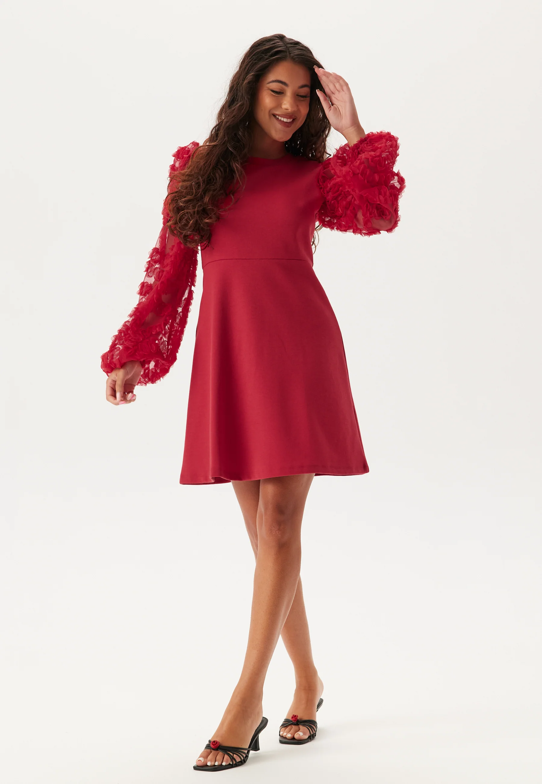 Blouse met 3D-bloem en korte mouwen - Image 3