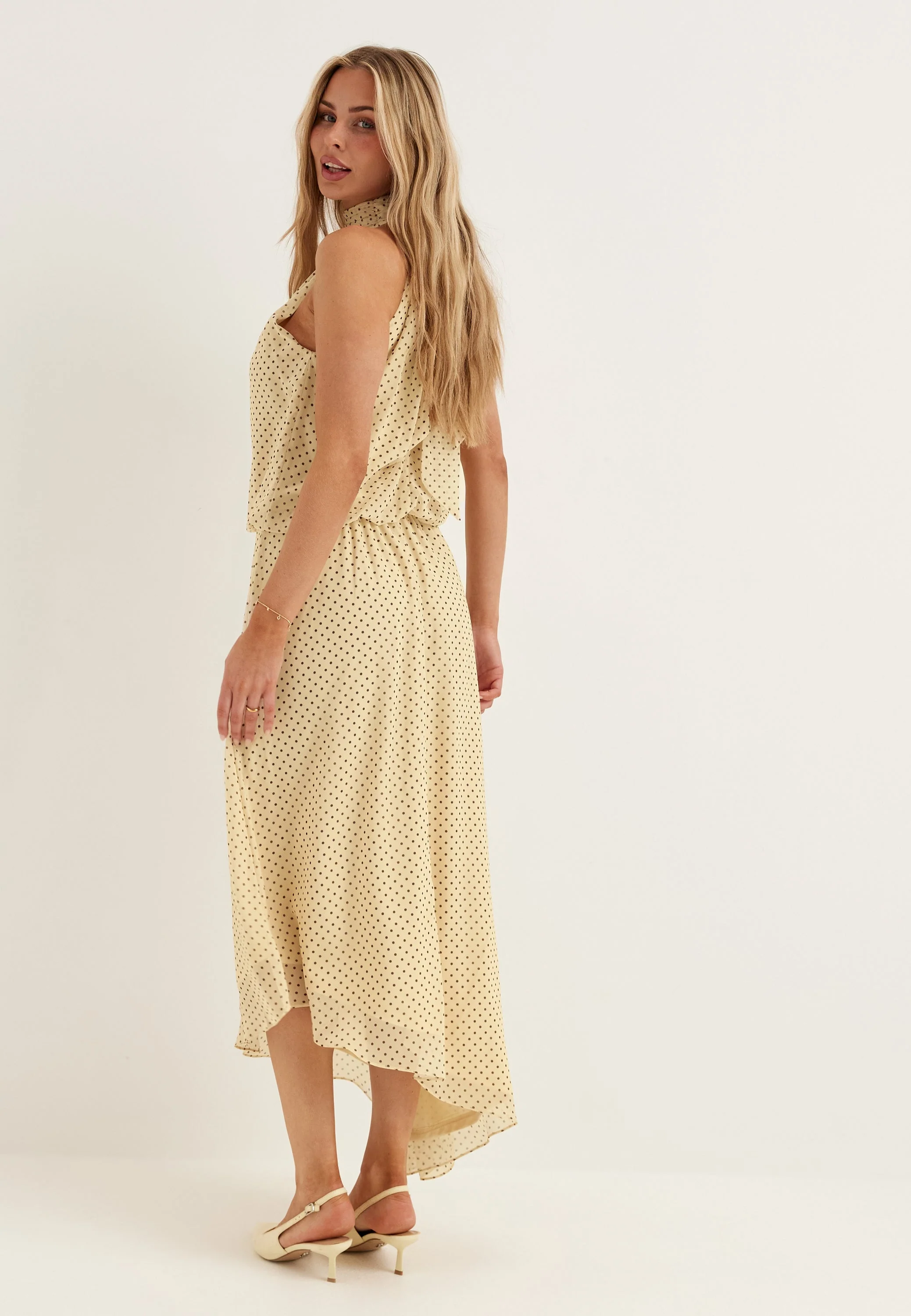 Asymmetric Chiffon Halterneck Dress - Image 3