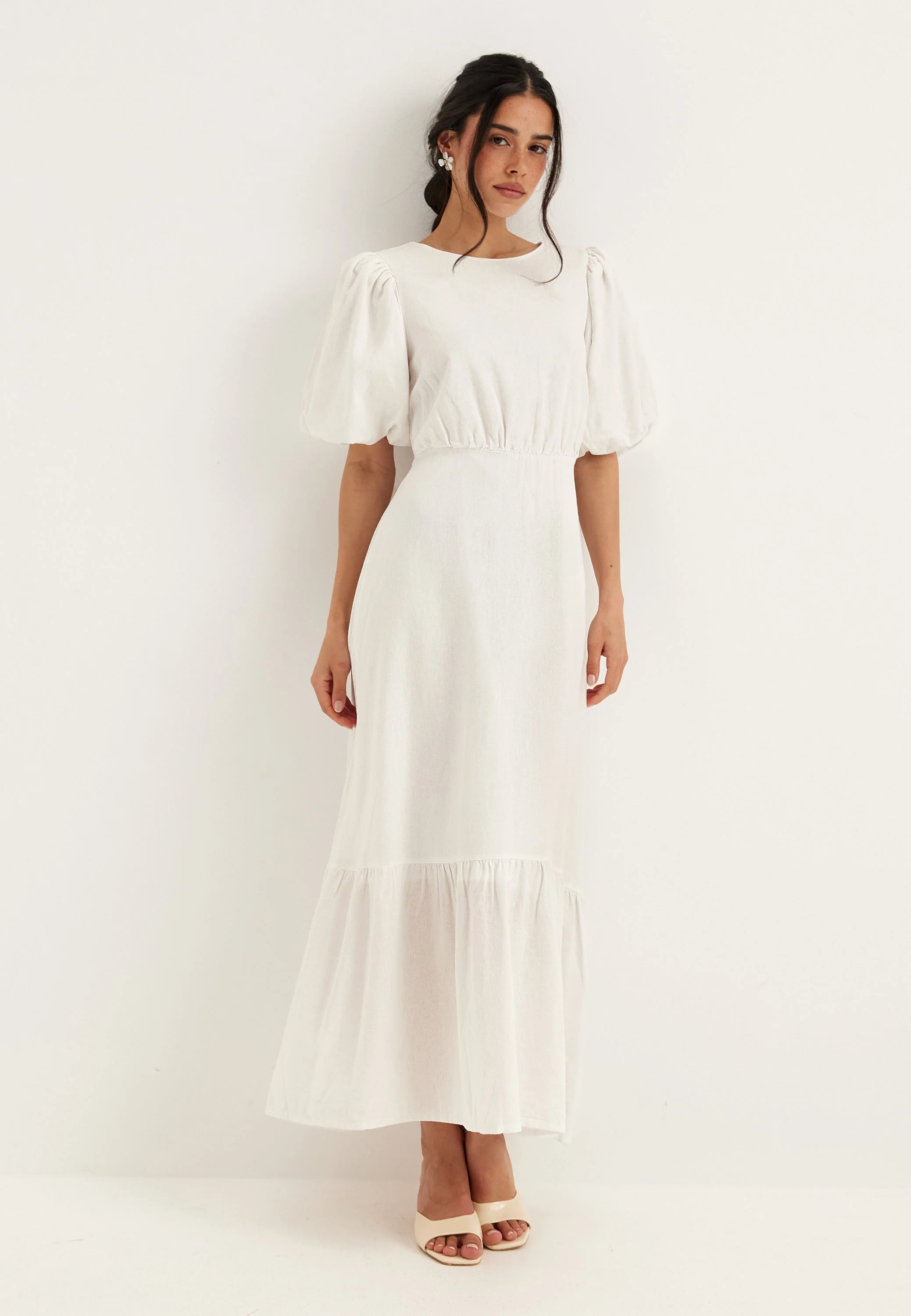 Balloon Sleeve Linen Maxi Dress - Image 4