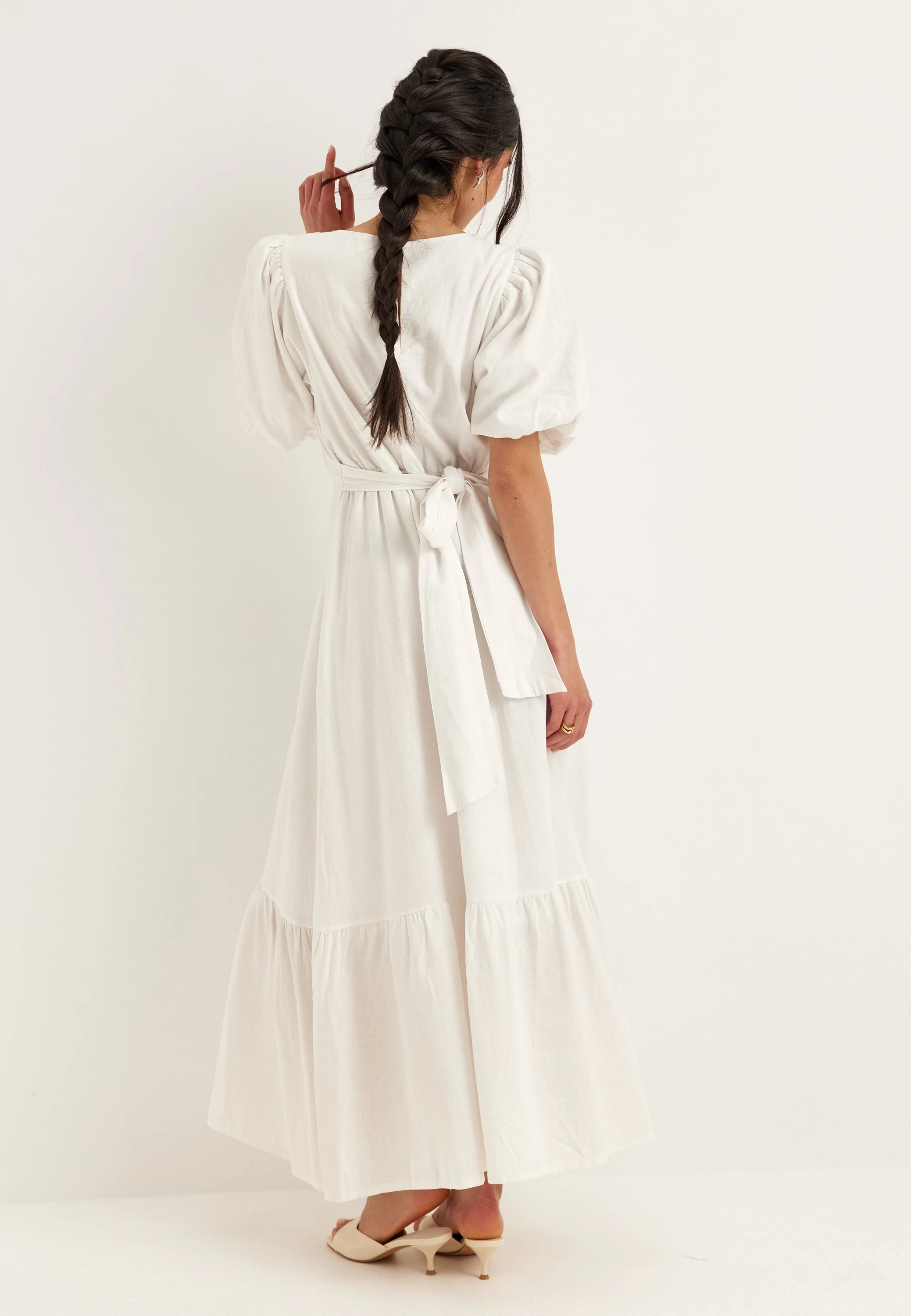 Balloon Sleeve Linen Maxi Dress - Image 5