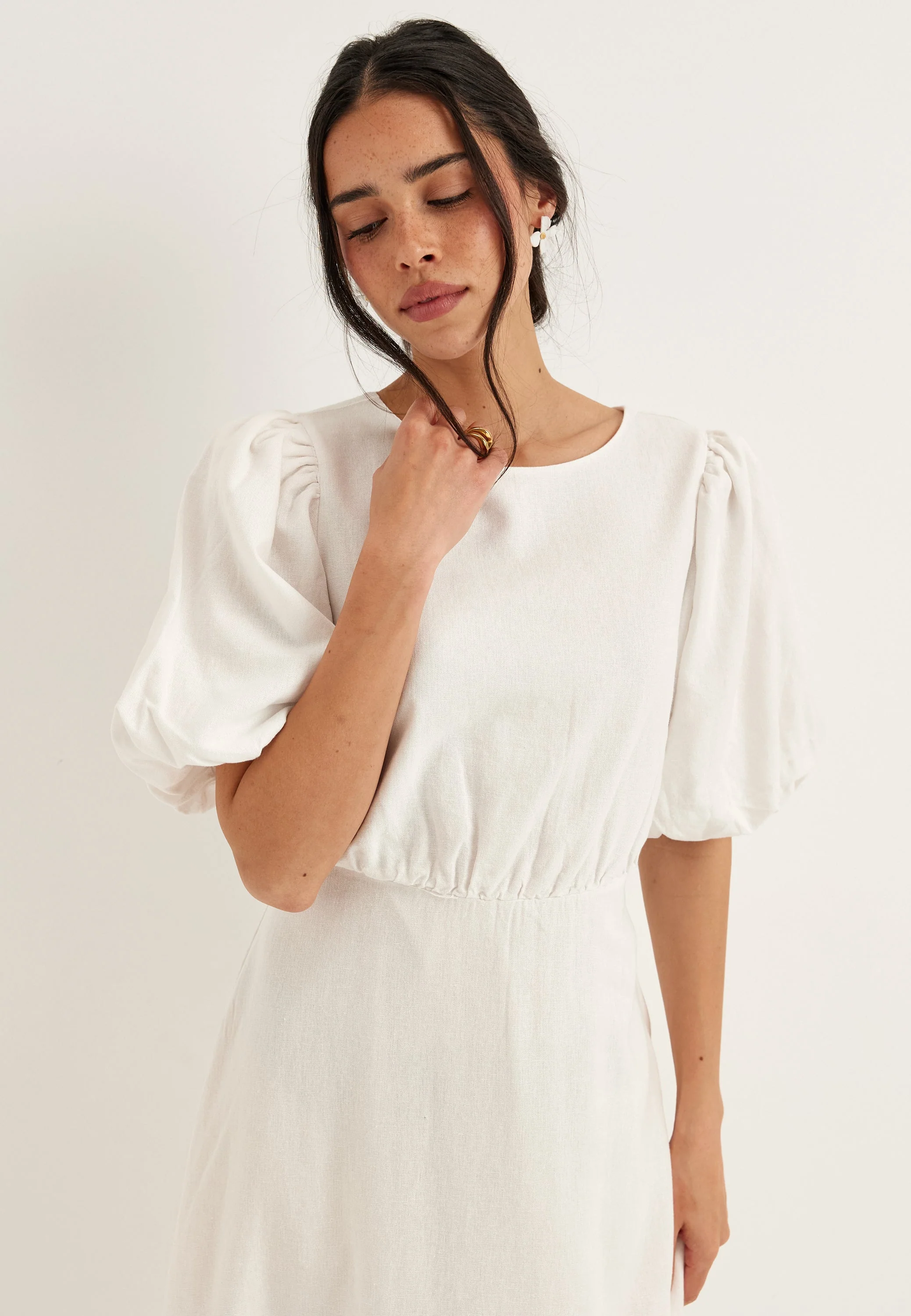 Balloon Sleeve Linen Maxi Dress - Image 6