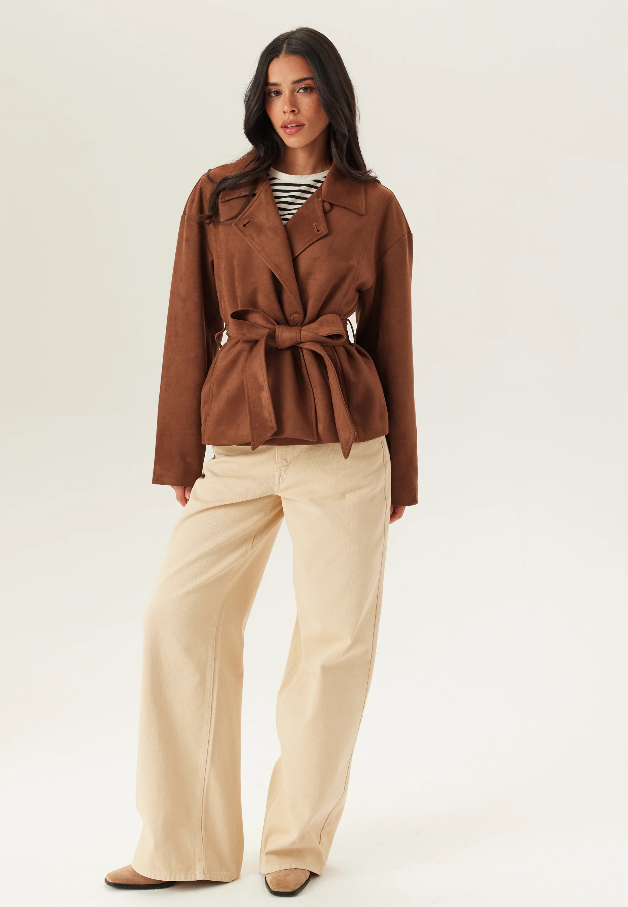 Belted Faux Suede Jacket - Image 7
