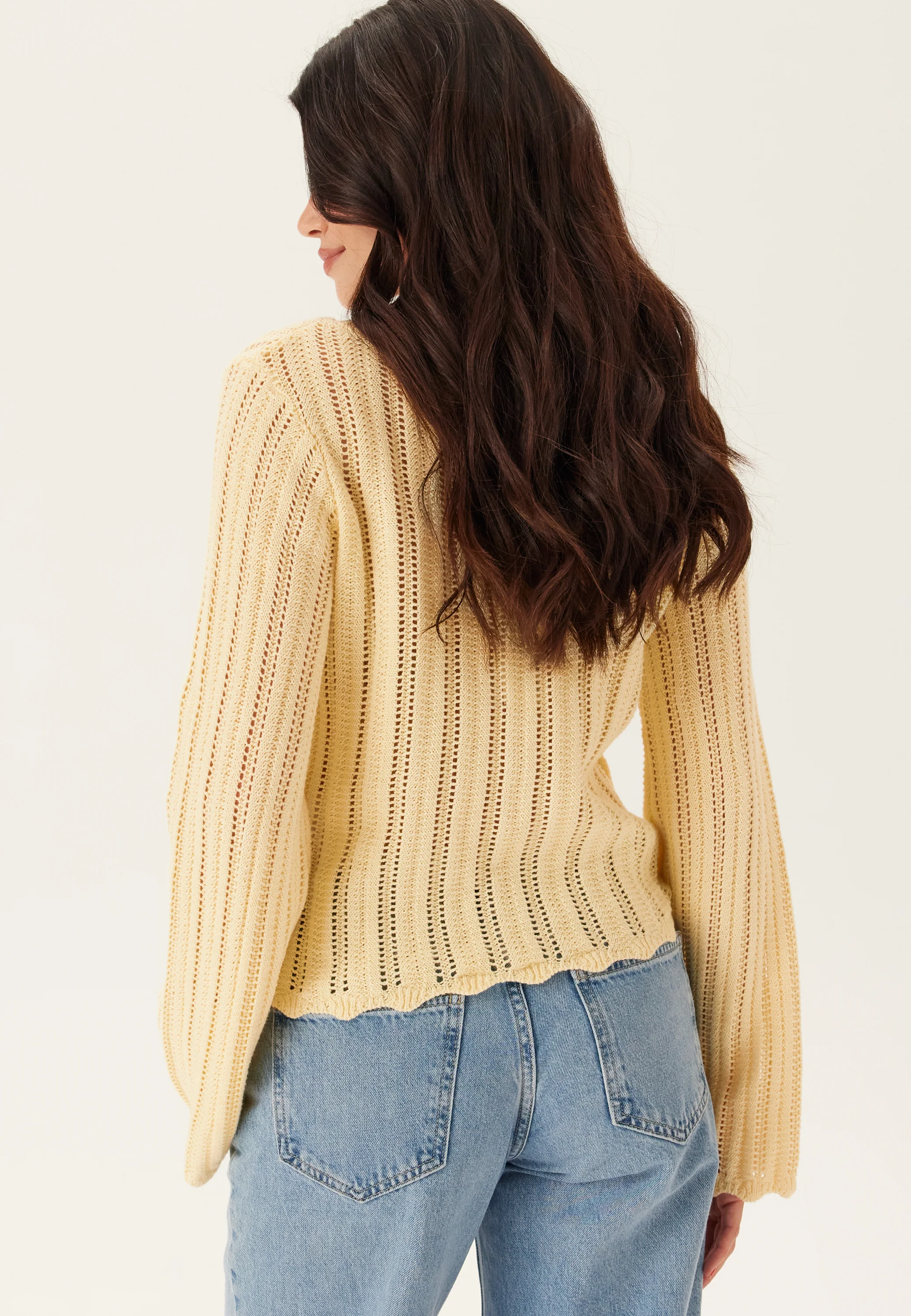 Boat Neck Structure Knitted Sweater - Image 3