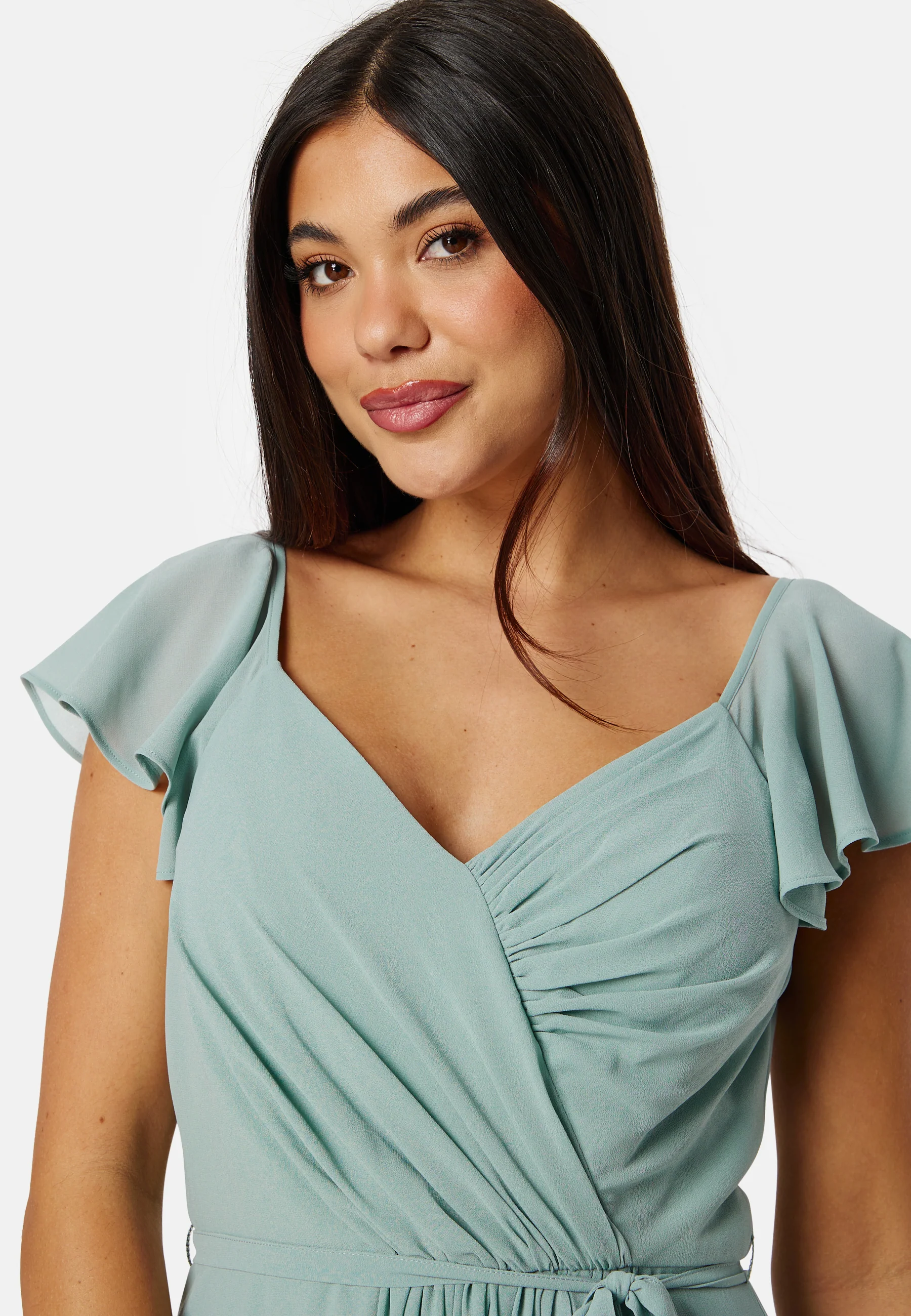 Butterfly Sleeve Draped Chiffon Gown - Image 3