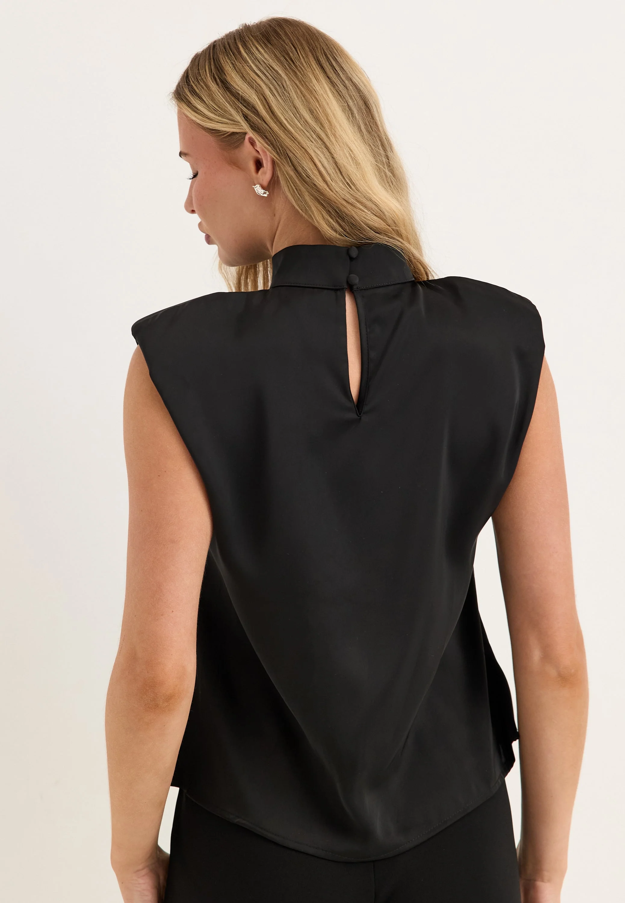 Cap Sleeve Satin Blouse - Image 3