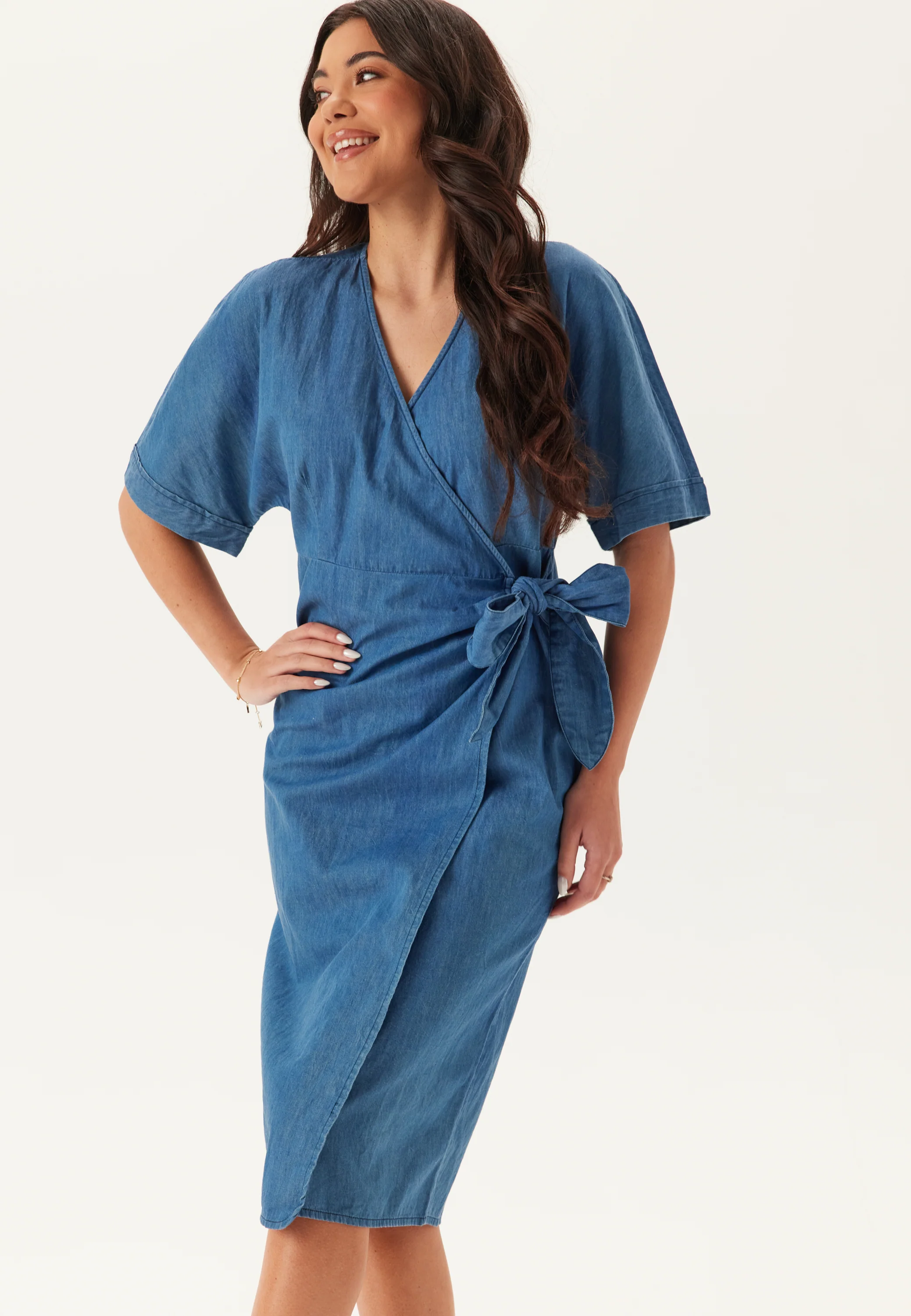 Denim Wrap Dress - Image 3