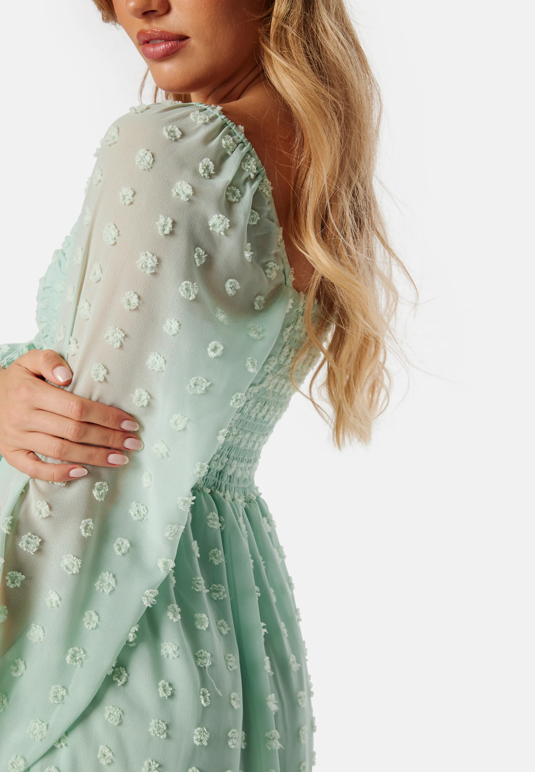 Dobby Dot Ruched  Dress - Image 5