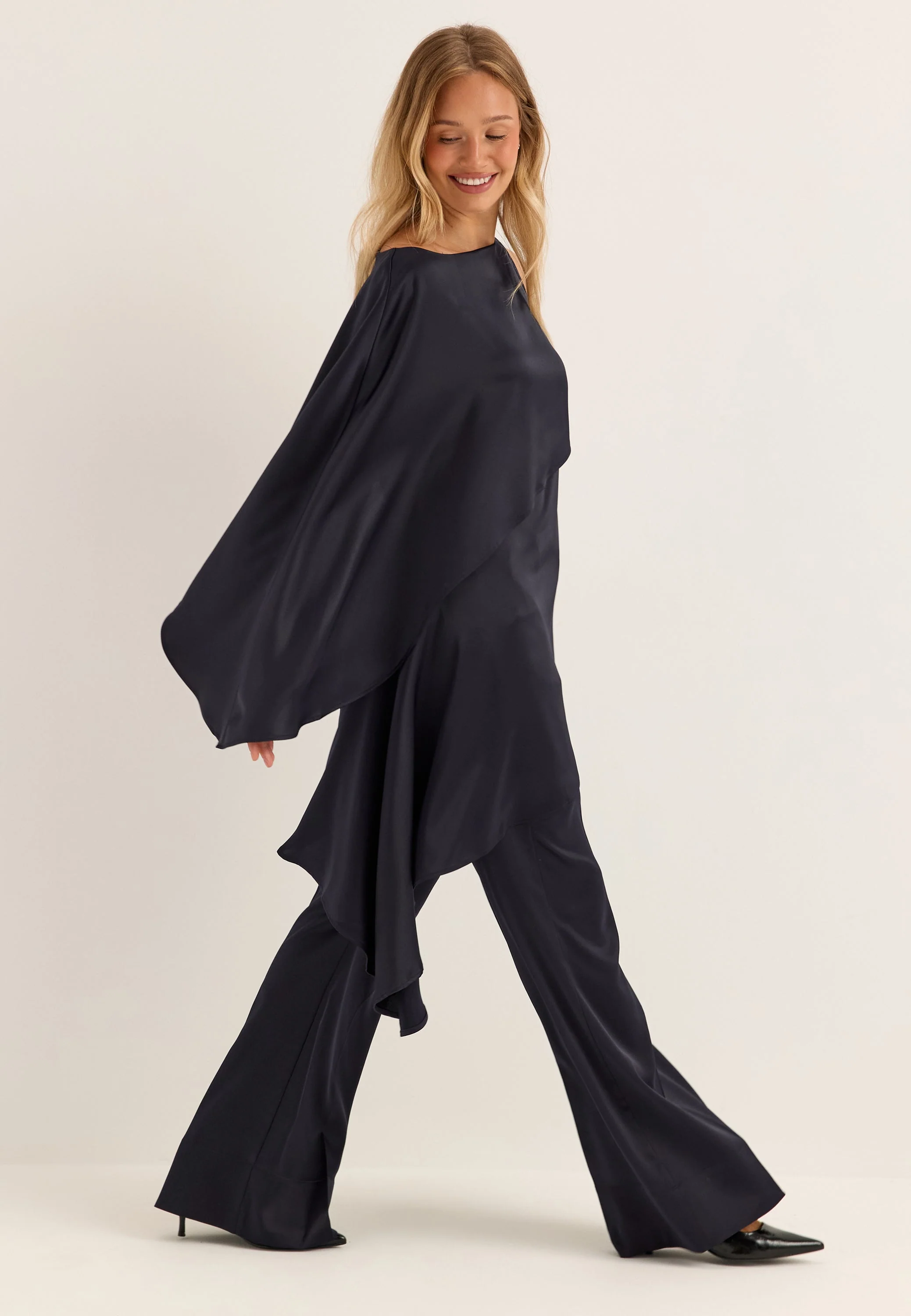 Flared Satin Trousers - Image 4