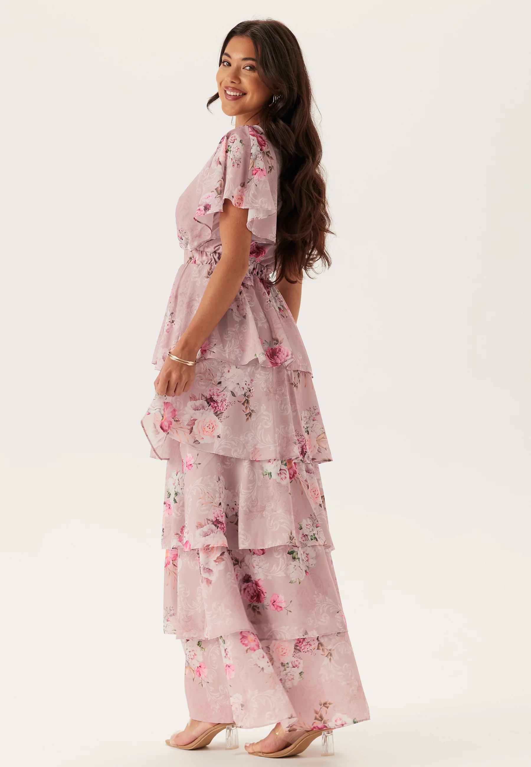 Floral Flutter Tiered Maxi Dress - Image 2