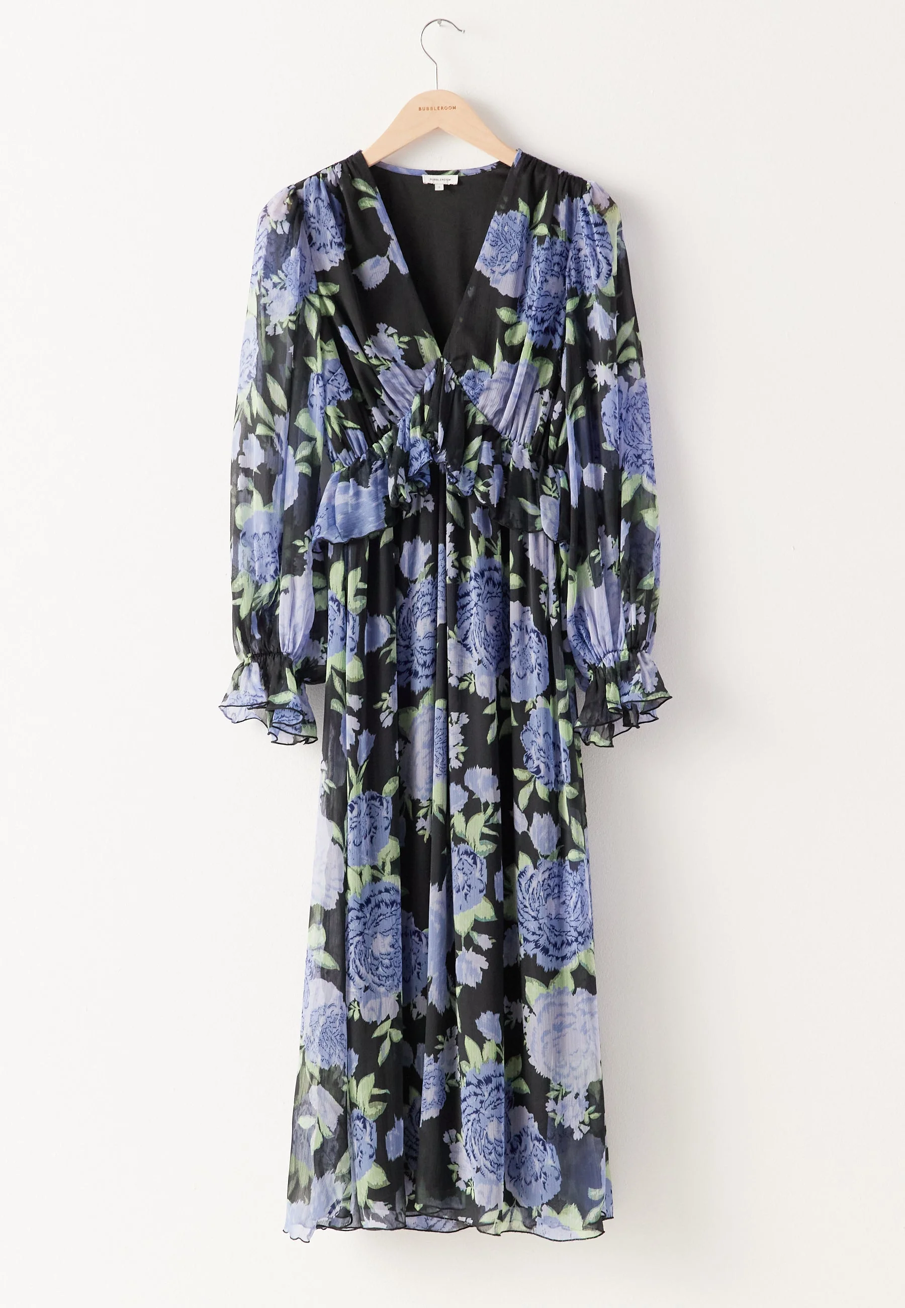 Frill L/S Chiffon Midi Dress - Image 5
