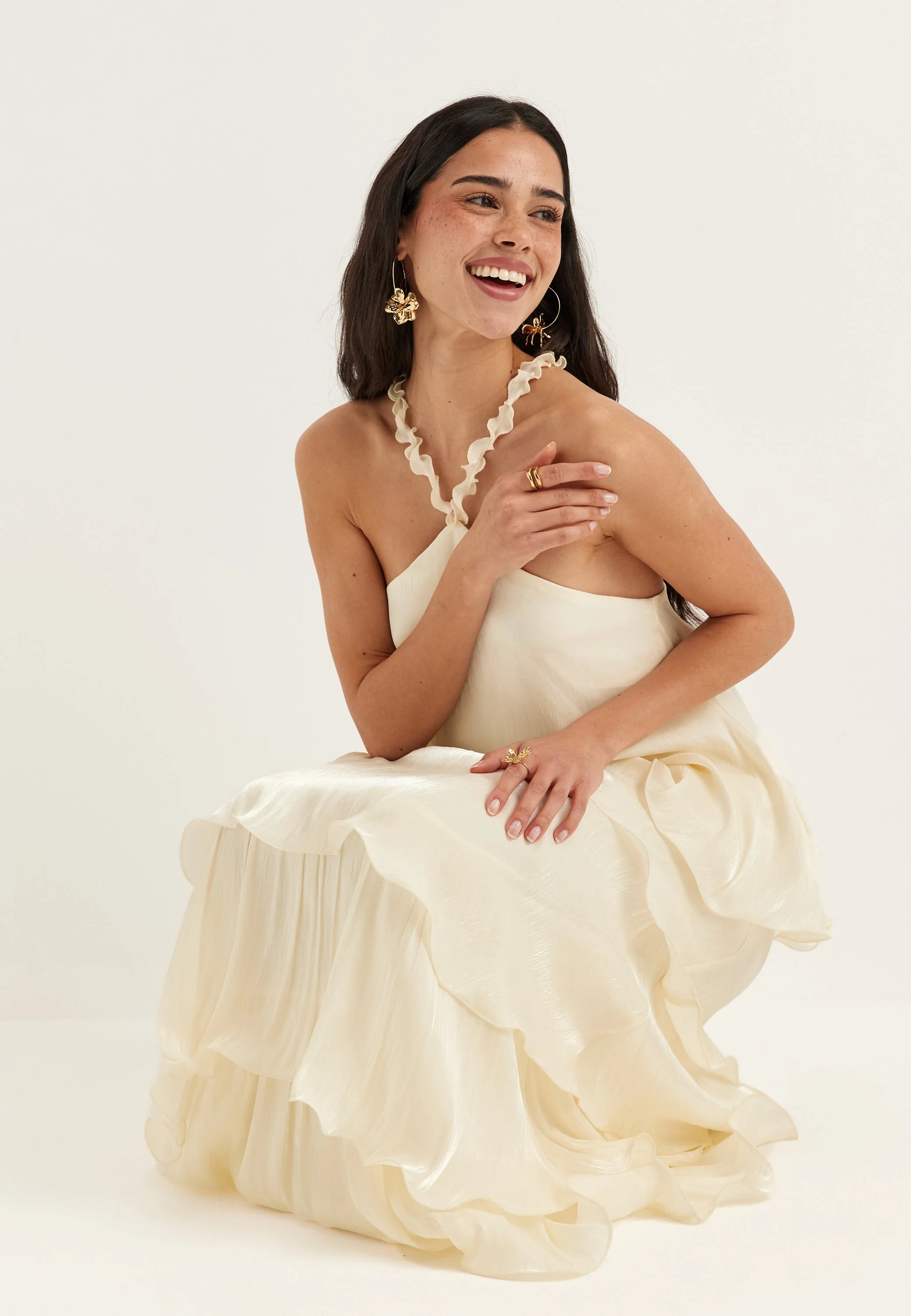 Halterneck Shimmer Flounce Top - Image 8