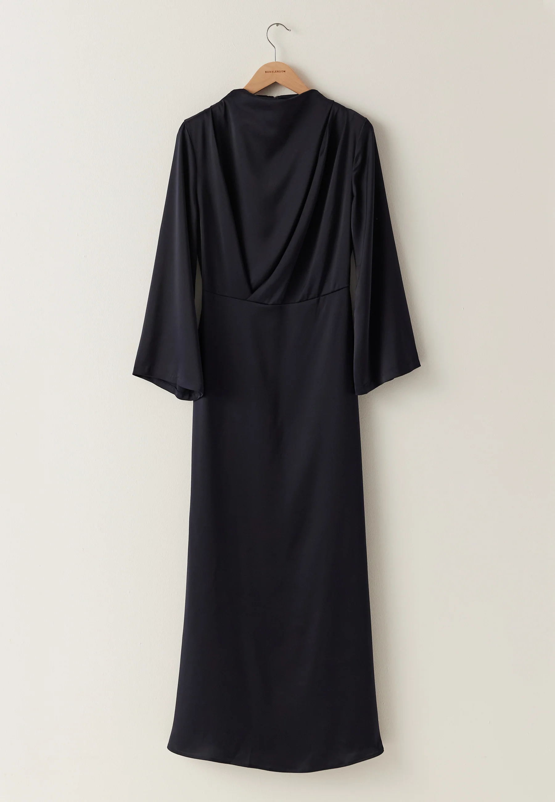 High Neck Wide Sleeve Satin Gown - Image 5