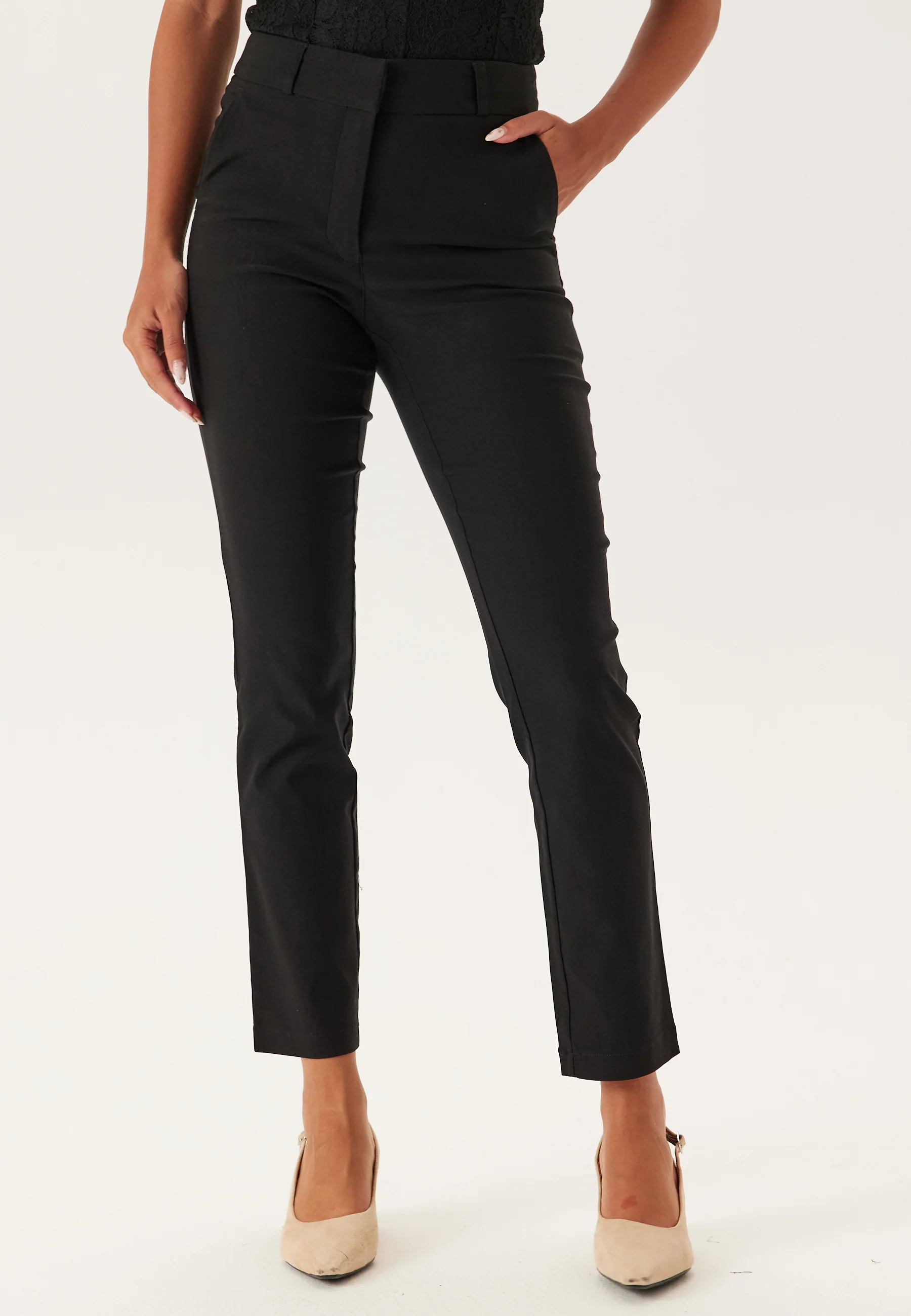 High Waist Stretchy Front Pocket Trousers - Image 2