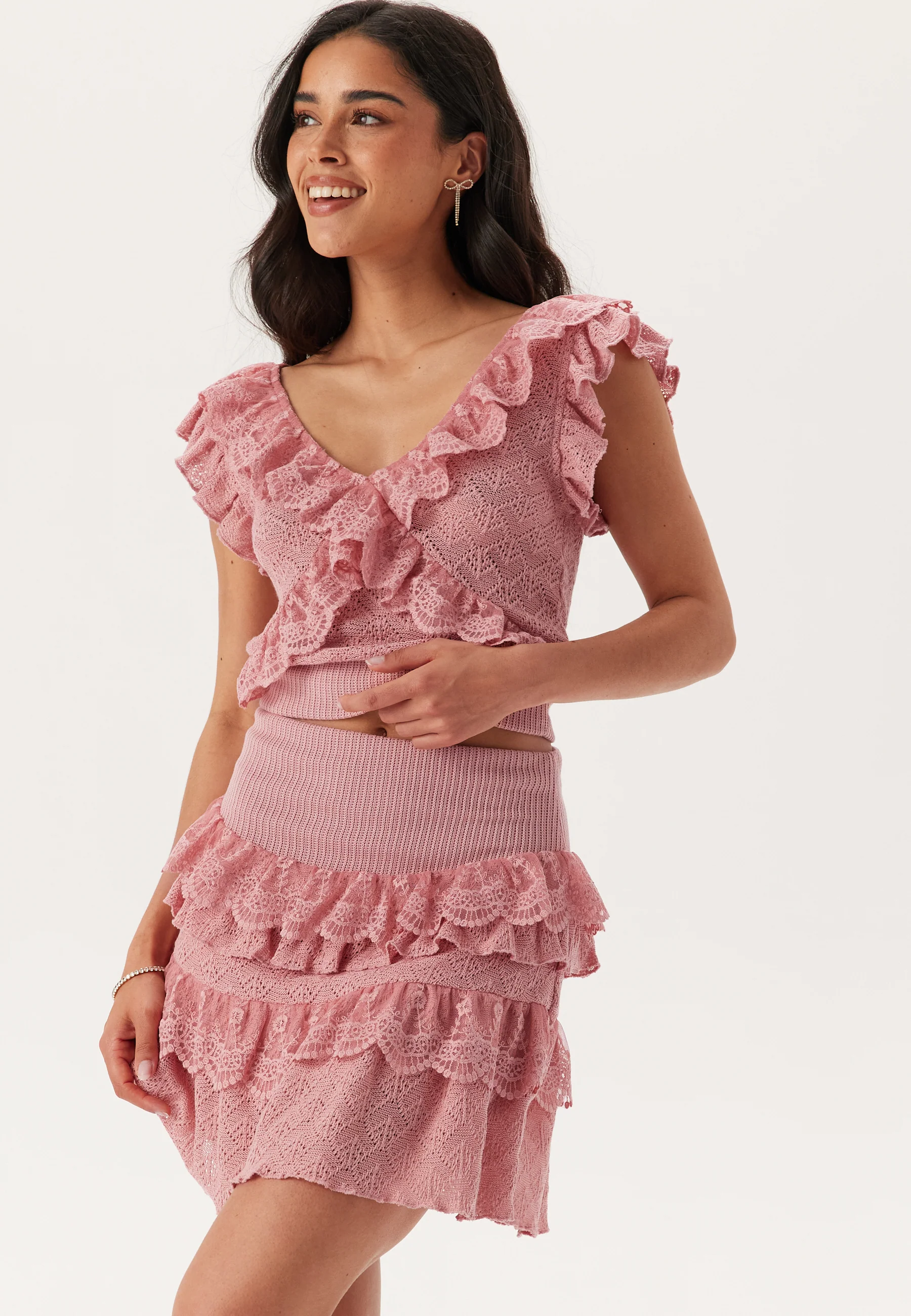 Knitted Frill Mini Skirt - Image 3