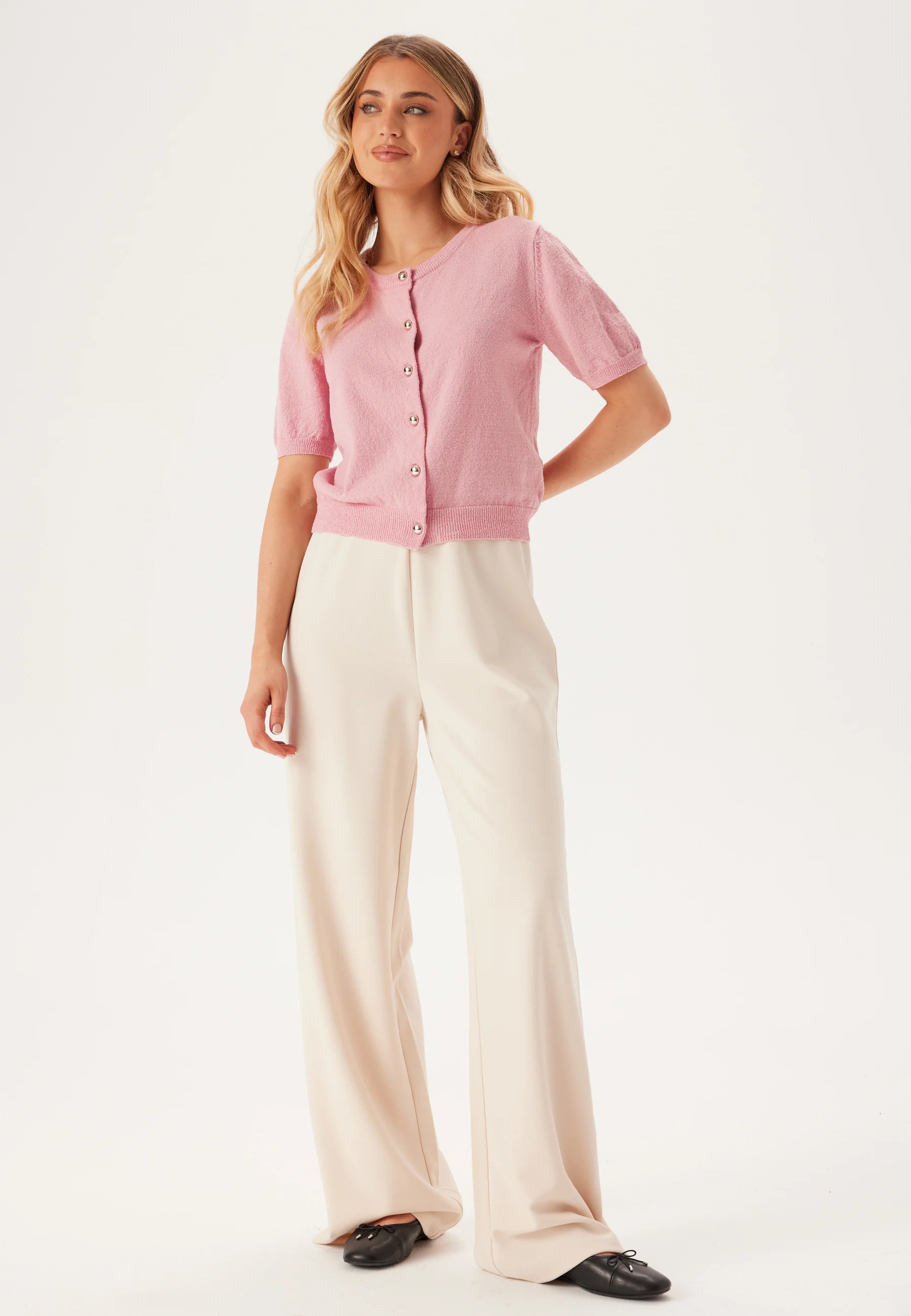 Knitted Short Sleeve Cardigan - Image 5