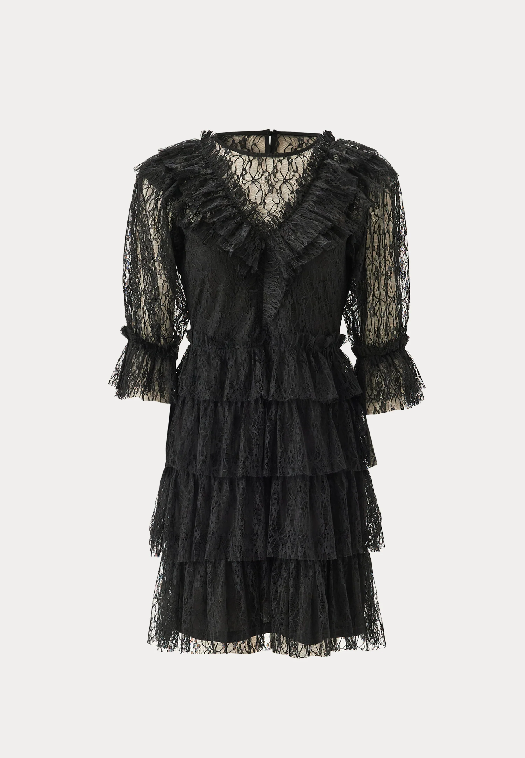 Lace Frill Puff Sleeve Dress - Image 5