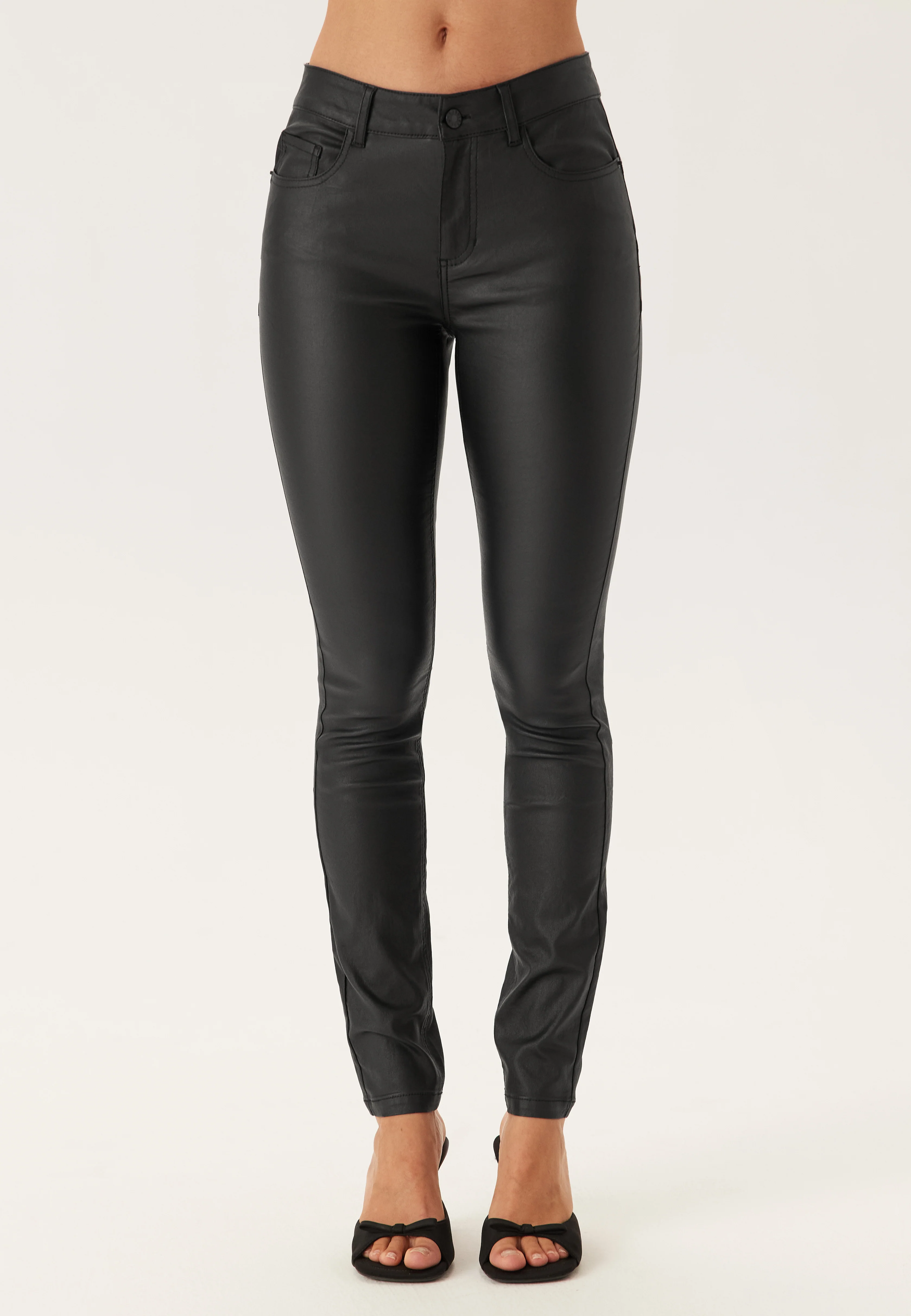 Mid Waist Push-up Coated Slim Jeans - Image 5