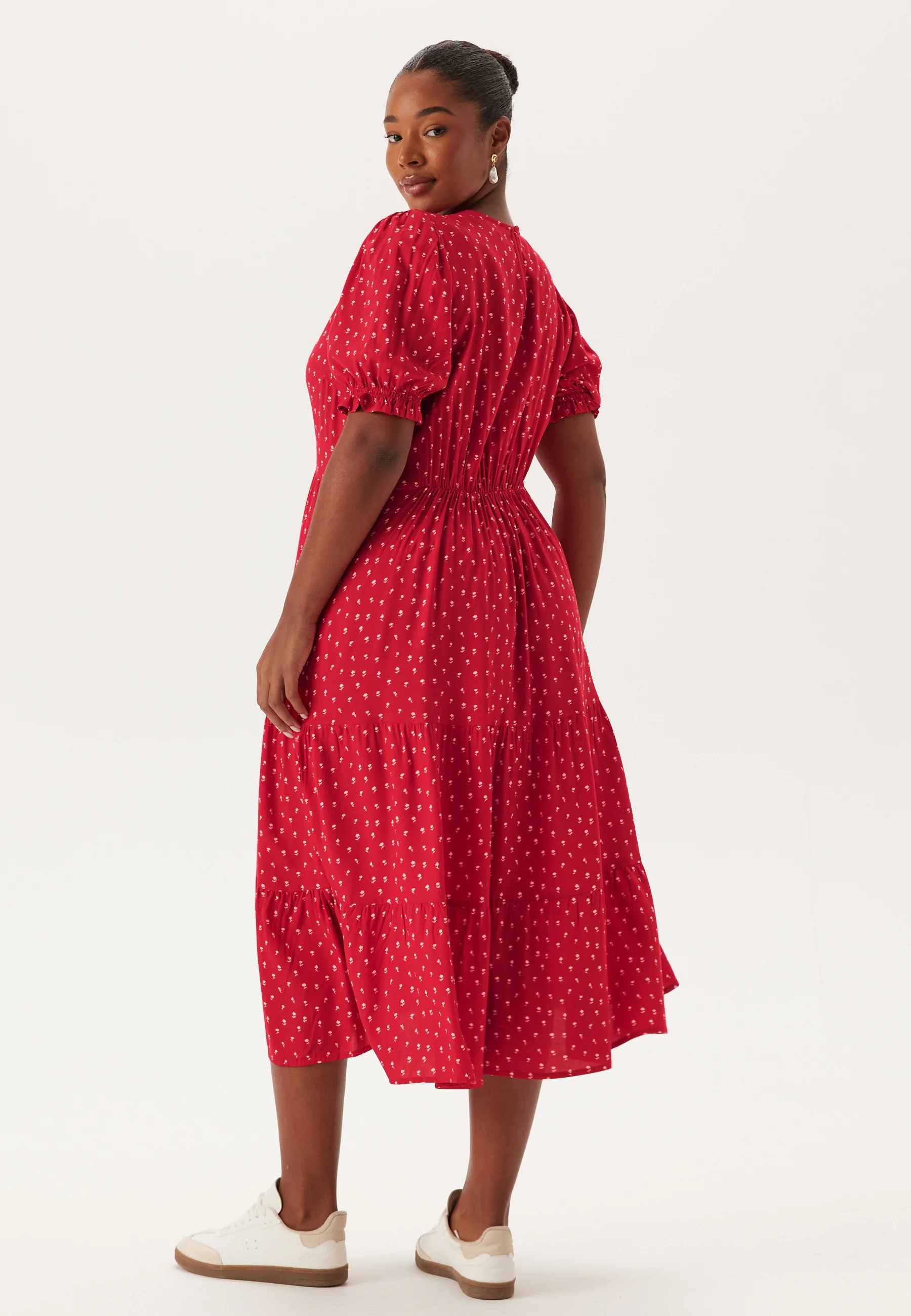 Puff Sleeve Viscose Midi Dress - Image 6