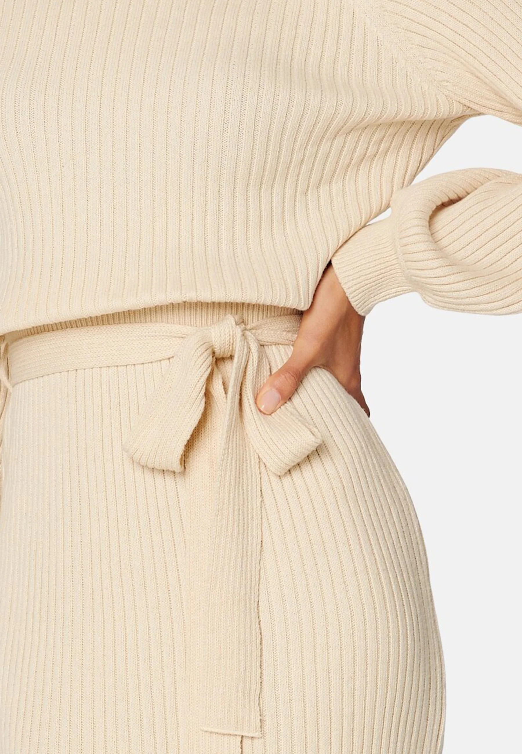 Round Neck Rib Knitted Midi Dress - Image 10