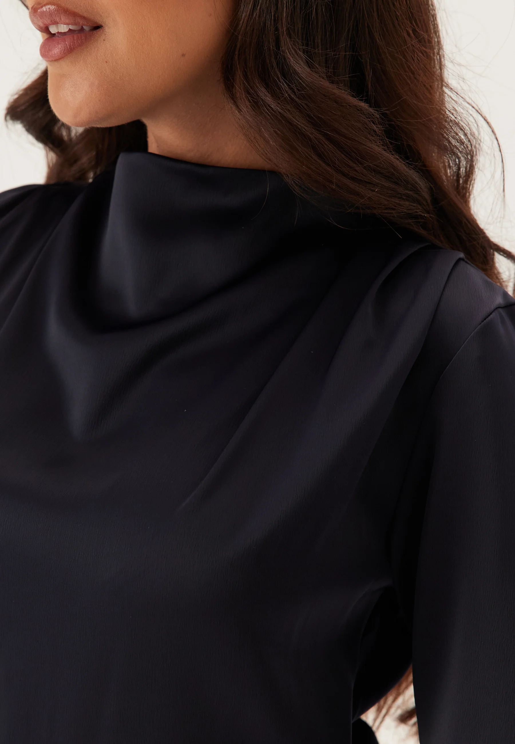 Satin High Collar Midi Dress - Image 5