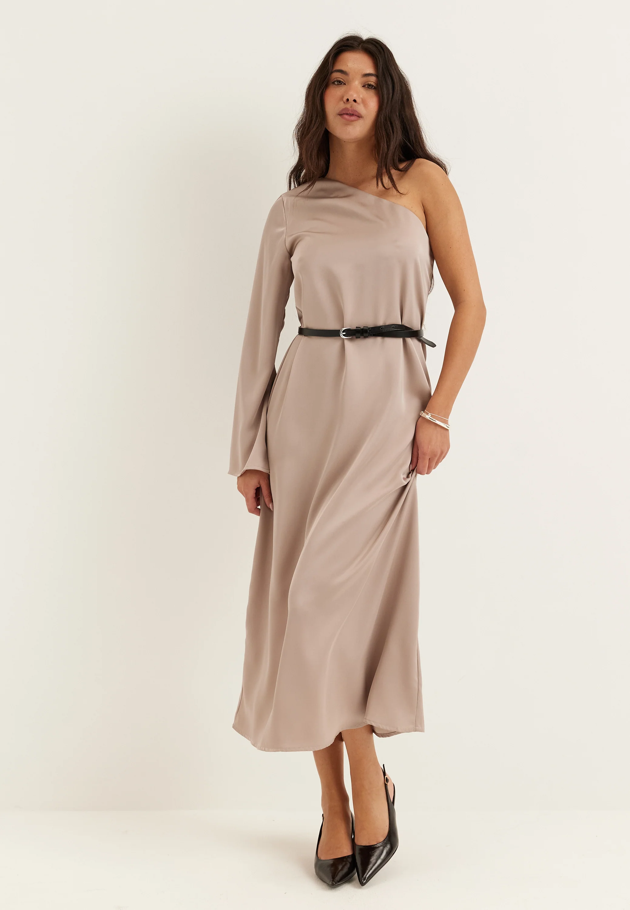 Satin One Shoulder Dress - Image 5