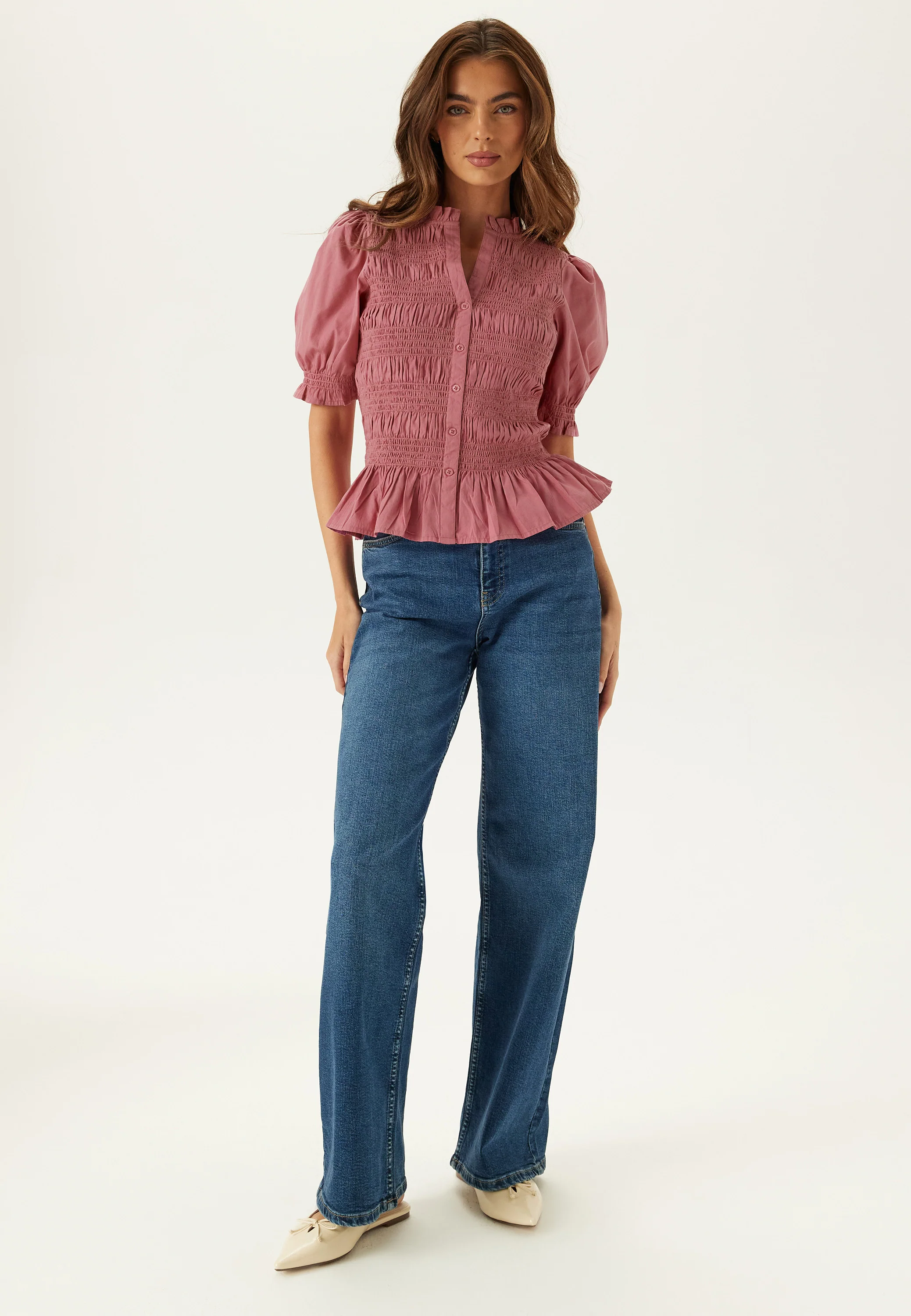 Short Sleeve Cotton Smock Blouse - Image 5