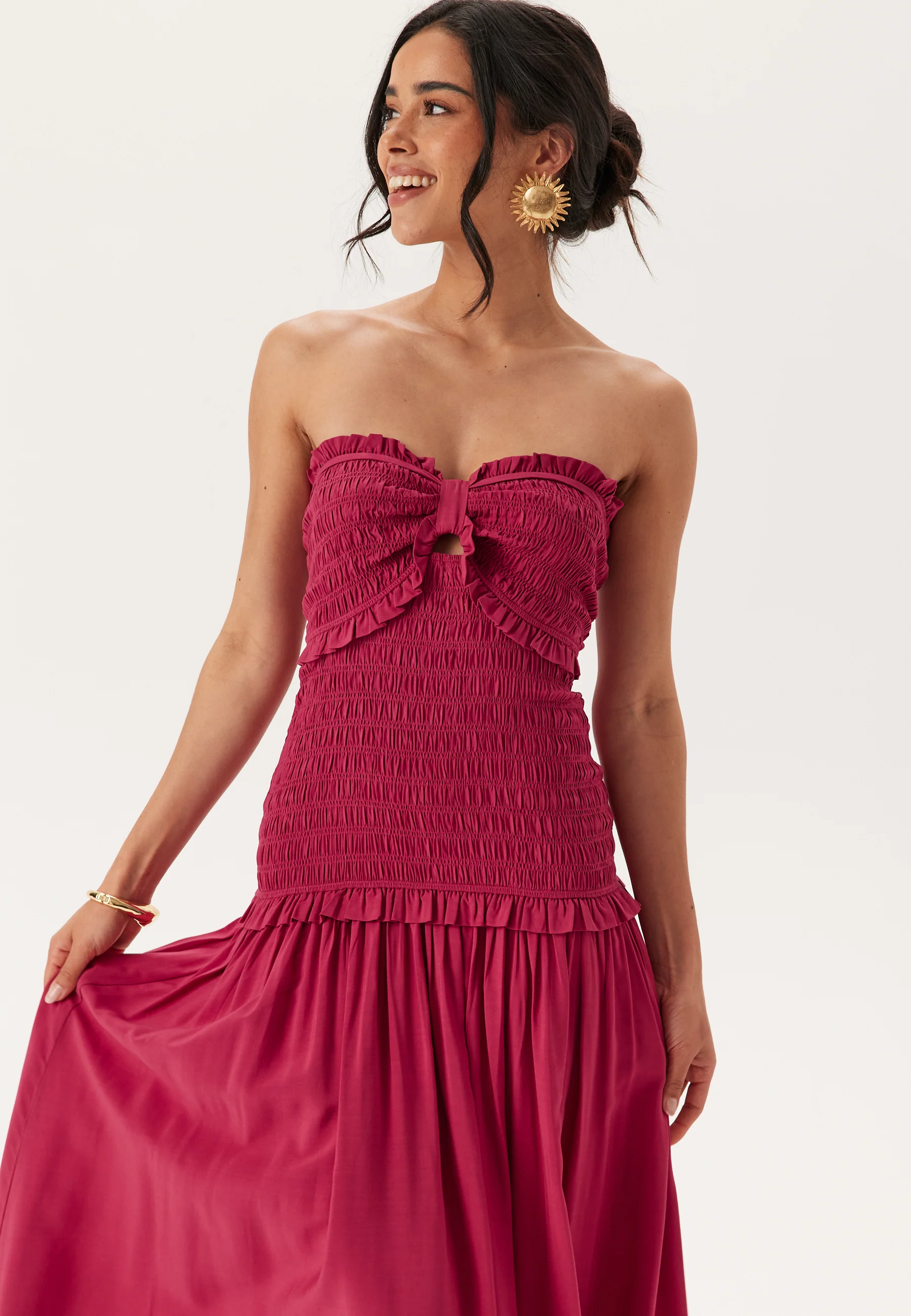 Smock Bodice Ankle Dress - Image 11