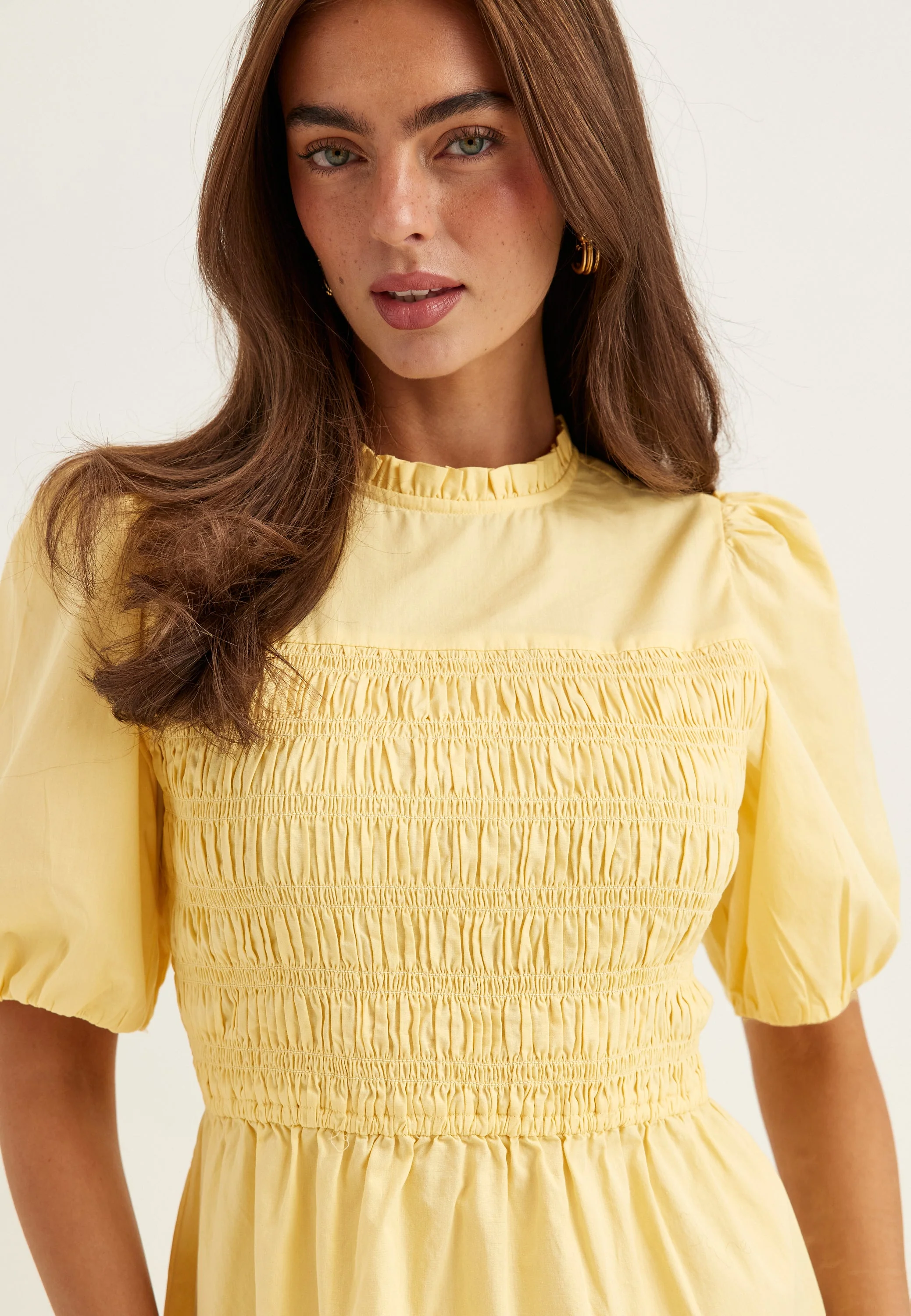 Smock Short Sleeve Cotton Dress - Image 5