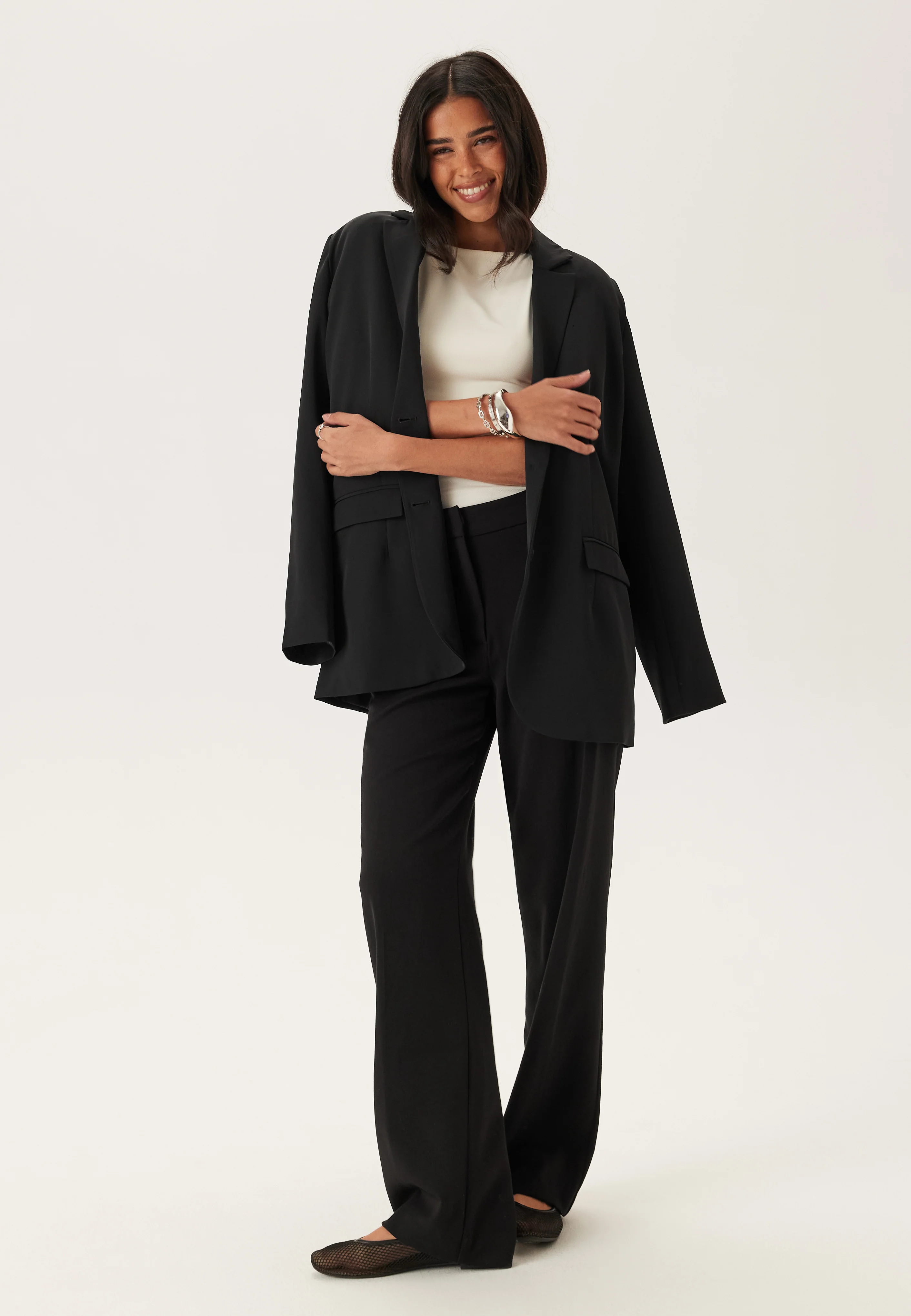 Straight High Waist Suit Trousers - Image 5