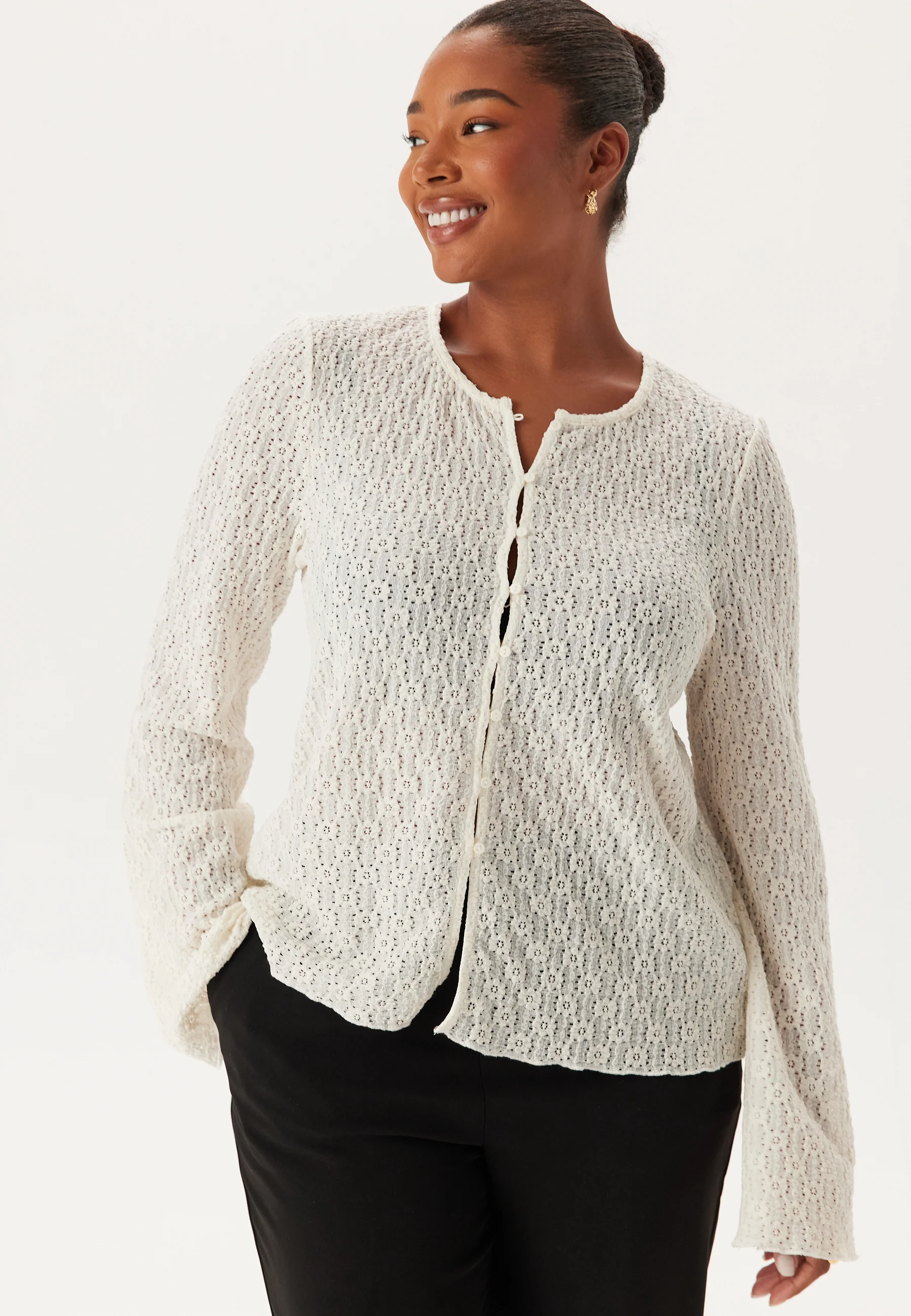 Trumpet Sleeve Lace Cardigan - Image 7