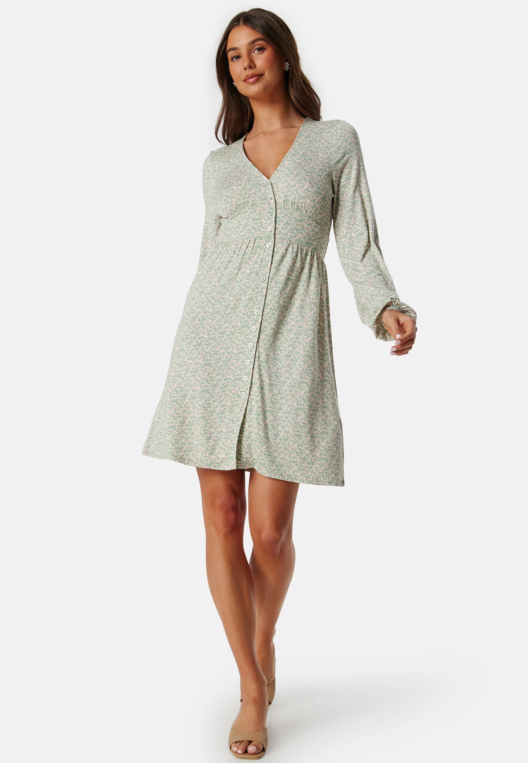 V-neck Short Button Dress - Image 3