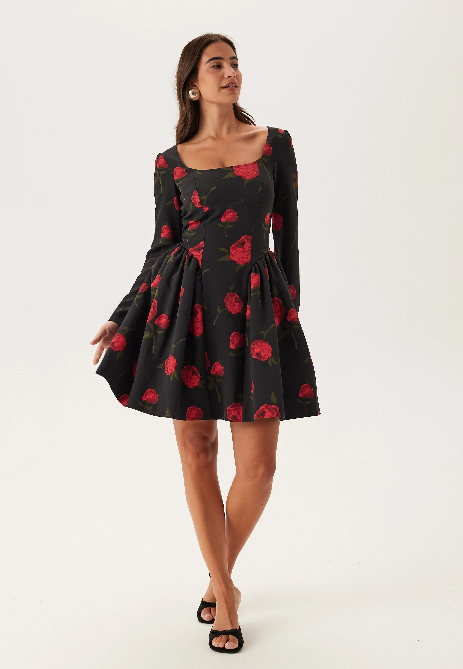 Volume Skirt Long Sleeve Mini Dress - Image 5