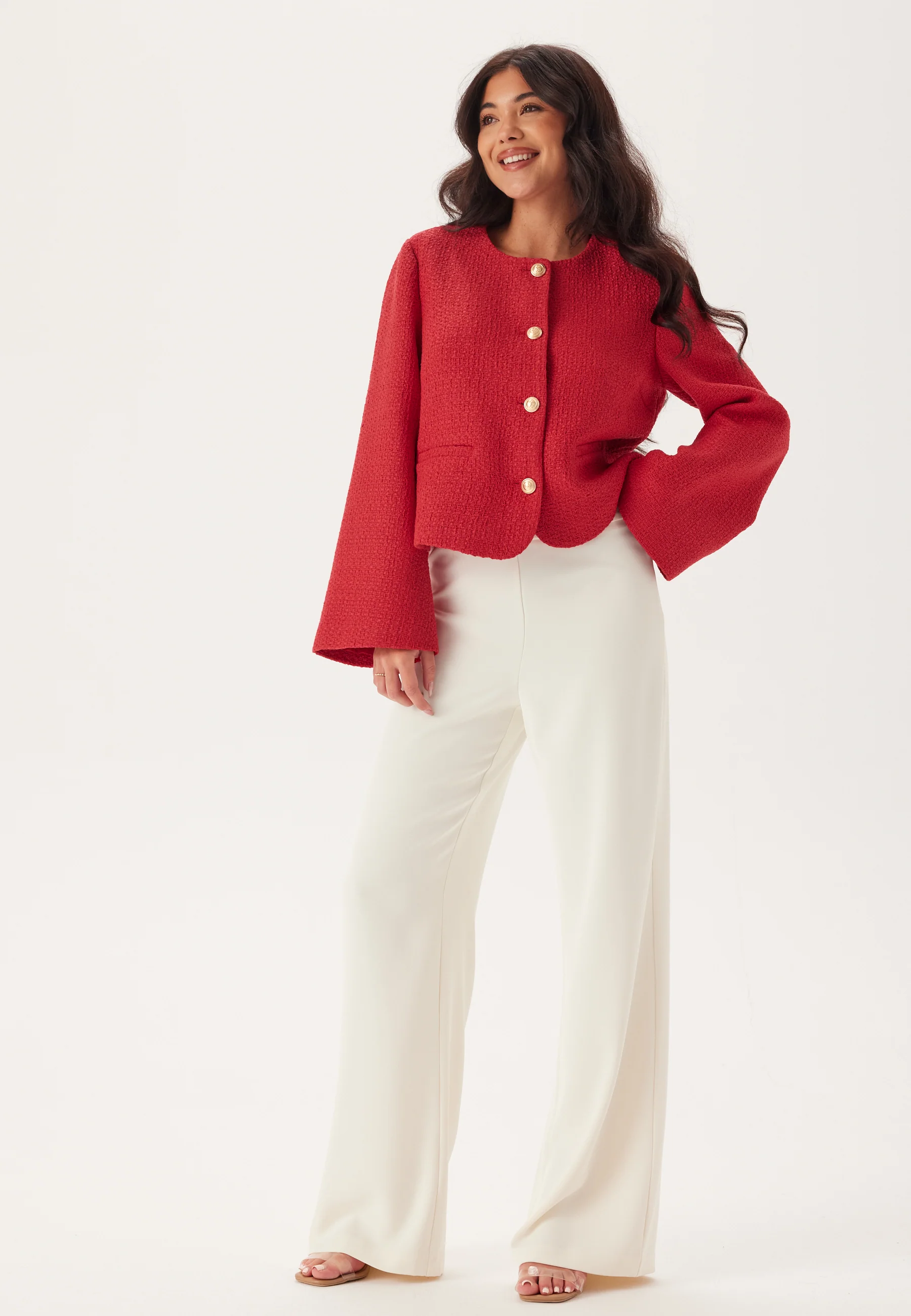 Wide Sleeve Bouclé Jacket - Image 3