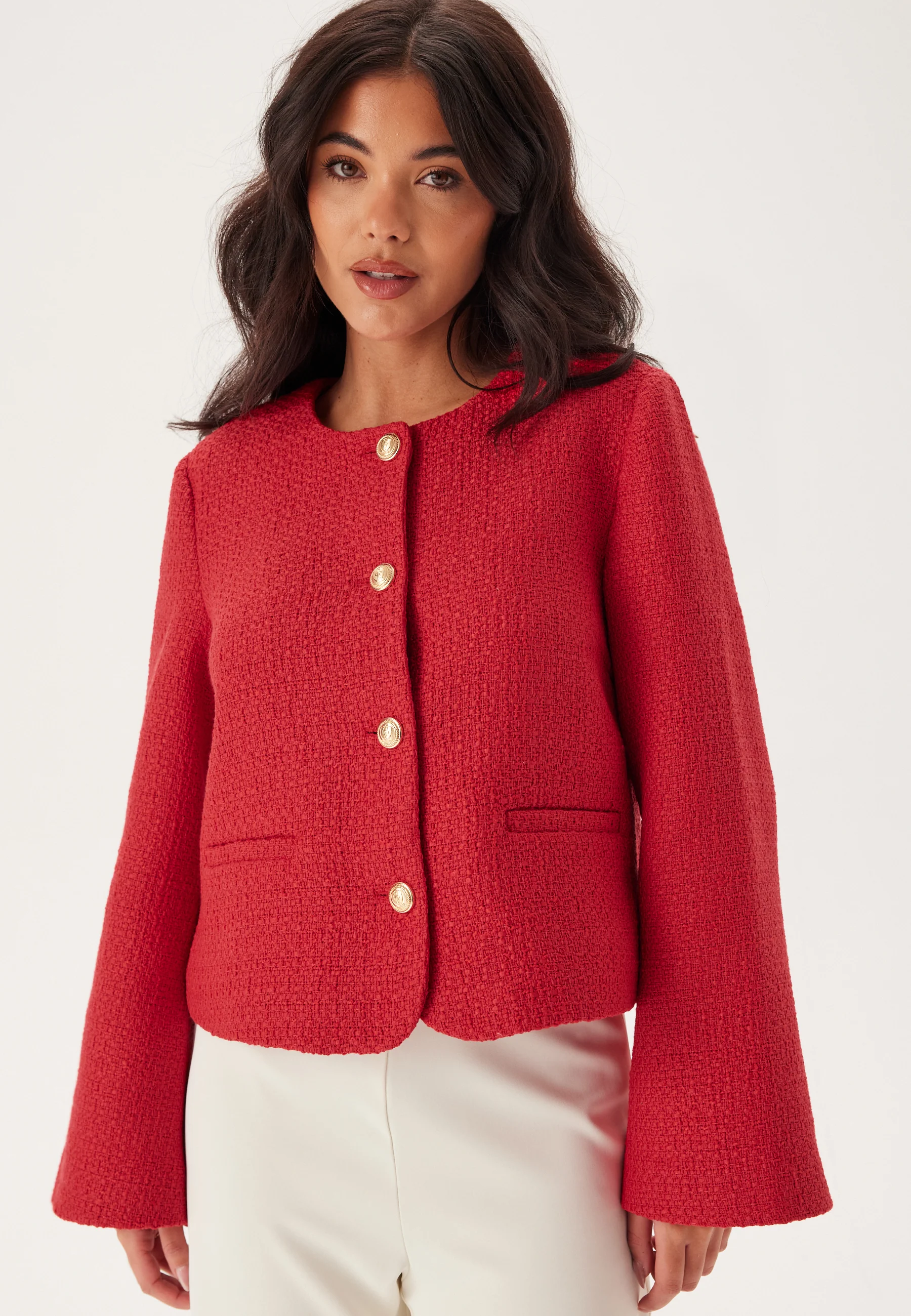 Wide Sleeve Bouclé Jacket - Image 4
