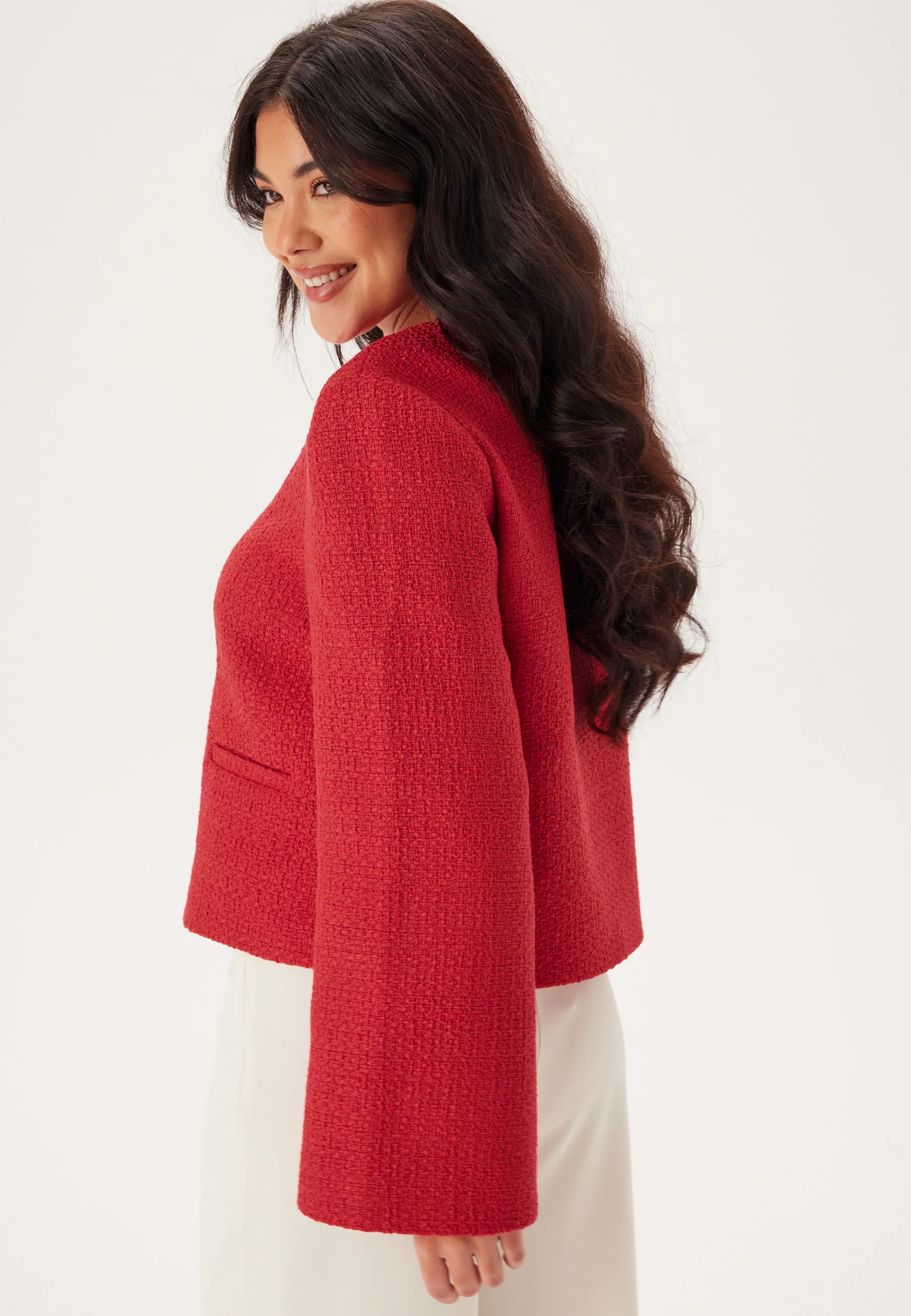 Wide Sleeve Bouclé Jacket - Image 5